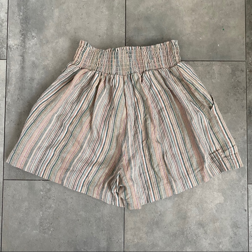 Final Touch striped paper bag tie shorts multi S - Picture 2 of 5